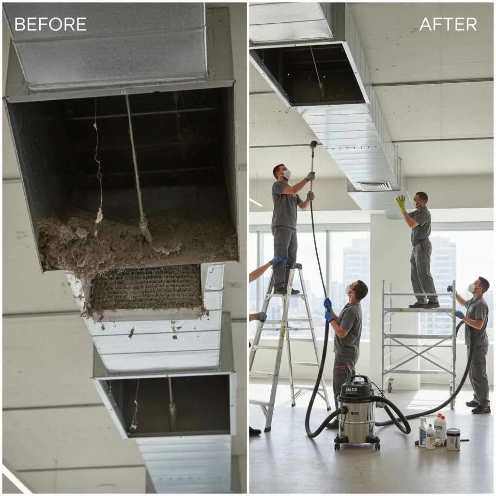 before-and-after HVAC vent cleaning comparison