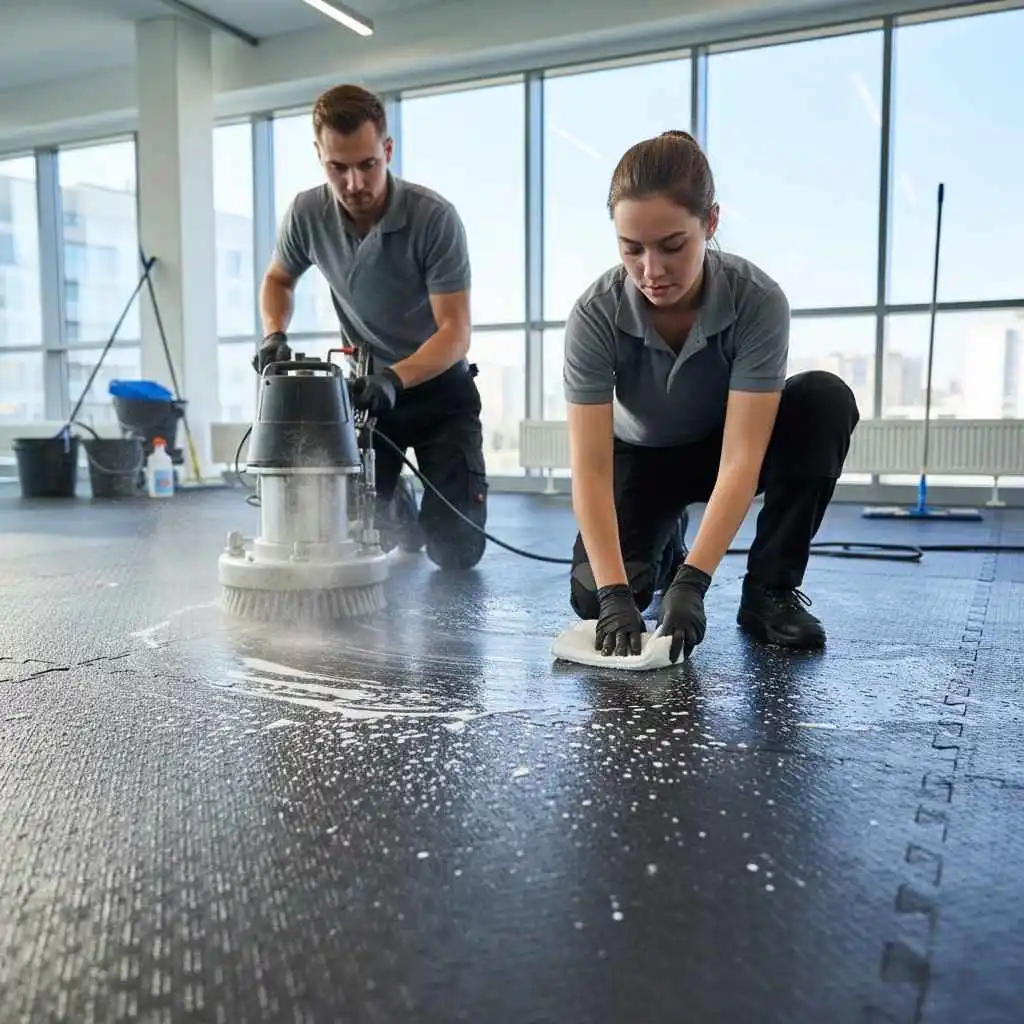 gym mats being professionally cleaned