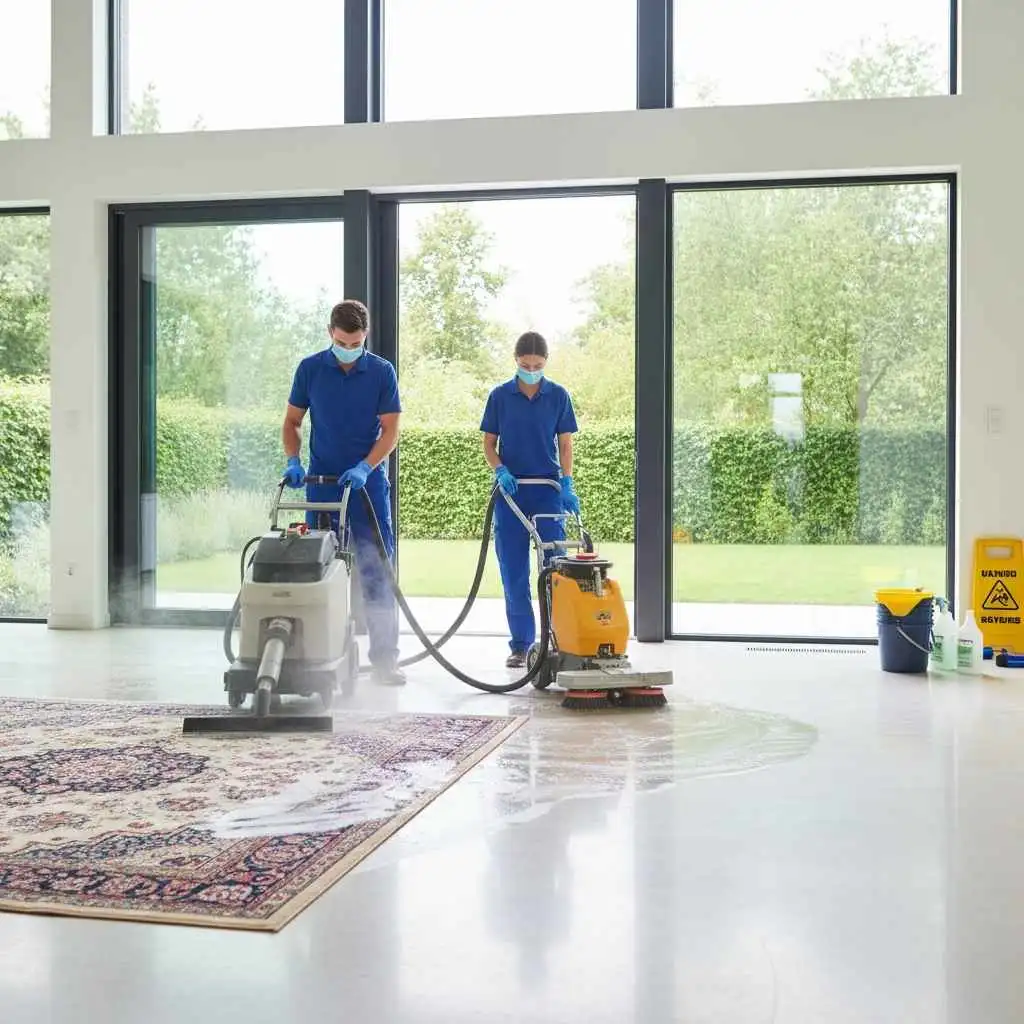 carpet and hard floors being professionally cleaned