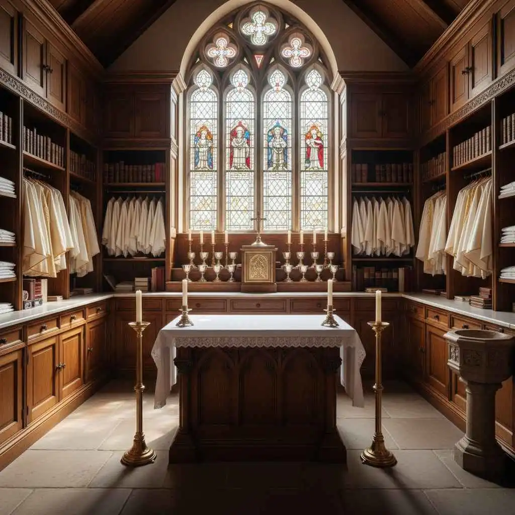 clean church storage or sacristy room