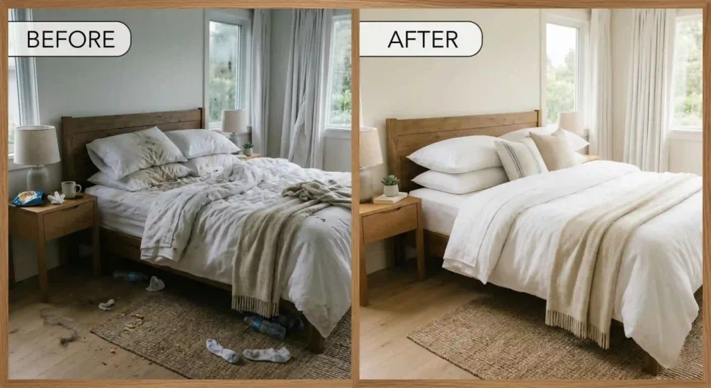 beforeafter Airbnb cleaning