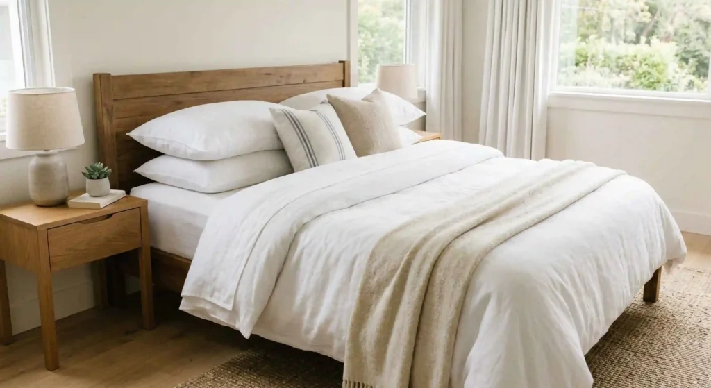 fresh linens on a bed