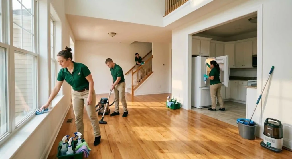 cleaning team preparing a home for move-in