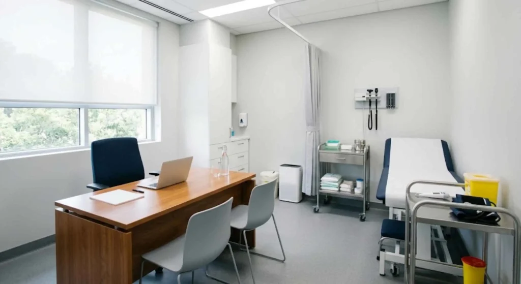 perfectly organized and sanitized medical consultation room
